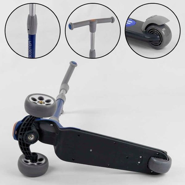 Трехколесный самокат Best Scooter СИНИЙ с регулируемым алюминиевым рулем 3 колеса PU со светом для детей до 60 RS-8999 фото