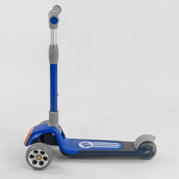 Трехколесный самокат Best Scooter СИНИЙ с регулируемым алюминиевым рулем 3 колеса PU со светом для детей до 60 RS-8999 фото