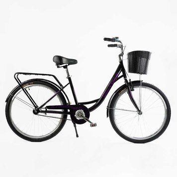 Городской велосипед 26" Corso TRAVEL рама 16,5" сталь изогнутая с корзиной 1 скорость рост 150-165 см TL-26523 фото