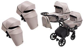 Коляска 2 в 1 для двойни Bair Kiwi DUO Soft BKD-455-1 капучино 2917329235 фото