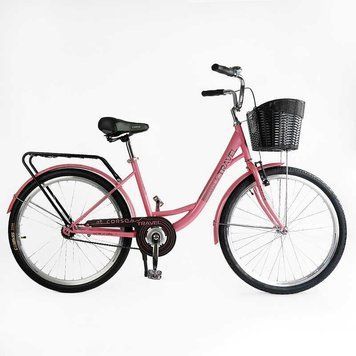 Городской велосипед 26" Corso TRAVEL рама 16,5" сталь изогнутая с корзиной 1 скорость рост 150-165 см TL-26611 фото