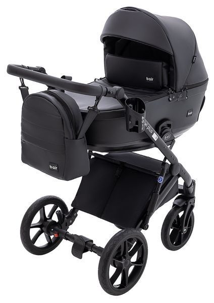 Коляска 2 в 1 Bair Kiwi Plus с люлькой и прогулочным блоком черная с амортизацией и пеленальным матрасом. 2548922150 фото