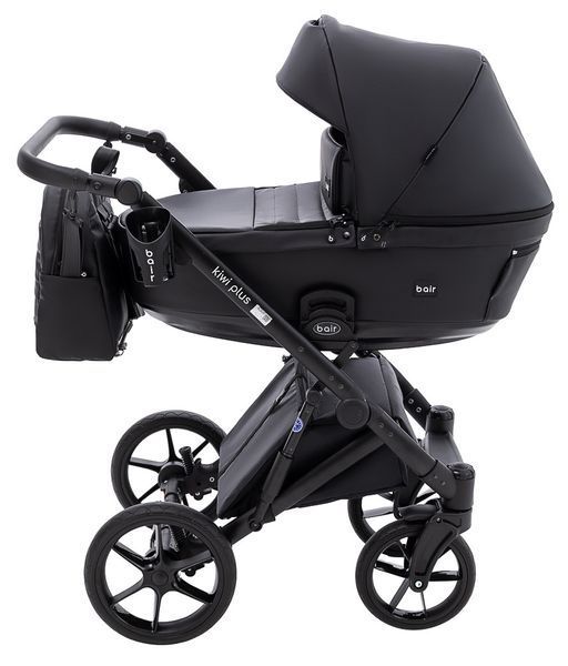 Коляска 2 в 1 Bair Kiwi Plus с люлькой и прогулочным блоком черная с амортизацией и пеленальным матрасом. 2548922150 фото