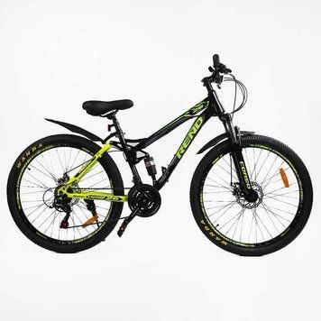 Спортивный велосипед горный 26" Corso Rend рама 15" сталь двухподвесная амортизация 21 скорость рост 140-155см RD-14196 фото