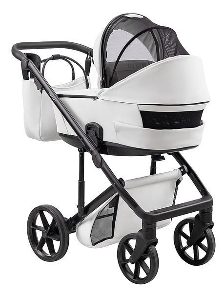 Коляска 2 в 1 Adamex Dolce Eco SA-1 белая с прогулочным блоком, утепленной накидкой и аксессуарами для комфорта. 2780782683 фото