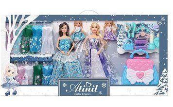 Набір ляльок "Winter Princess" 2 ляльки 2 пупсики 10 суконь аксесуари стильна сумочка для дівчаток 30 см WX 161-1 фото