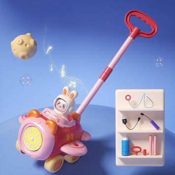 Каталка с мыльными пузырьками аккумуляторная с подсветкой и мелодией USB-кабель бутылочка с раствором для 90117 фото
