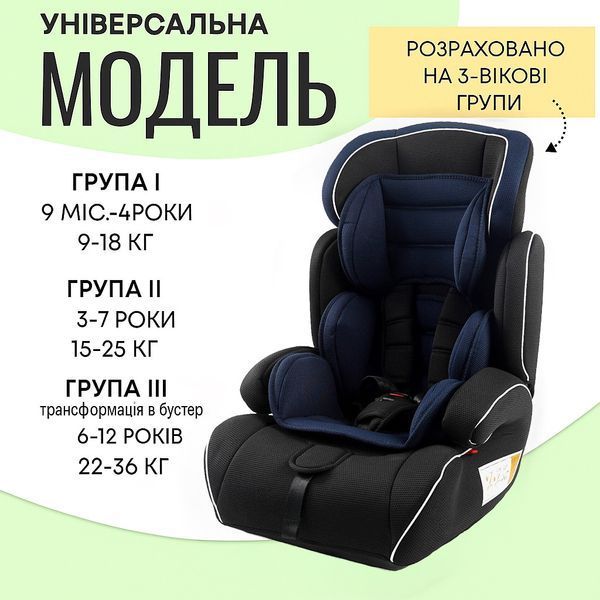 Автокрісло "JOY" універсальне з бустером група 1/2/3 для дітей 9-36 кг безпека комфорт регулювання спинки 6202-80 фото