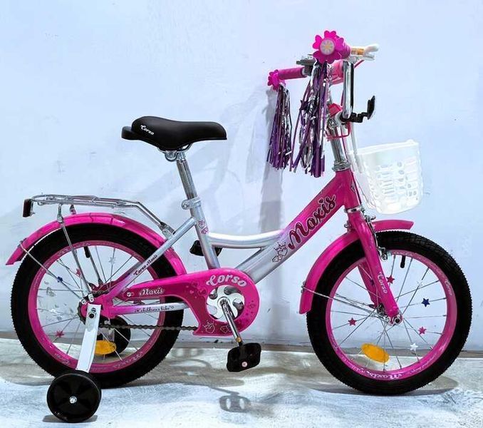 Дитячий велосипед 16" CORSO MAXIS 2-х колісний з ручним гальмом і бічними колесами для дітей 5-6 років 2919991069 фото
