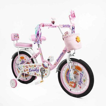 Детский велосипед 18" CORSO EMILY 2-х колесный с ручными тормозами и корзиной для детей 6-8 лет, рост 110-140 см 2919991087 фото