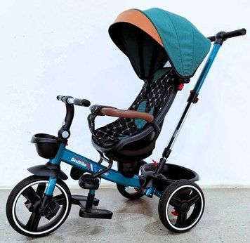 Трехколесный детский велосипед Best Trike Oscar с родительской ручкой поворотное сиденье складной руль корзина 6390 &ndash; 14-154 фото