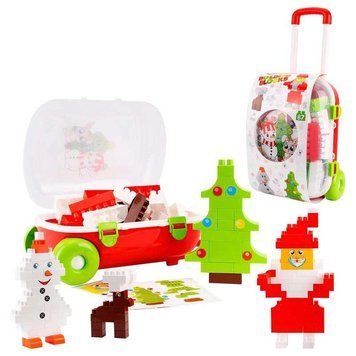 Конструктор Technok Toys Новогодний набор 87 элементов в чемодане с прозрачной крышкой для детей для 8805 фото