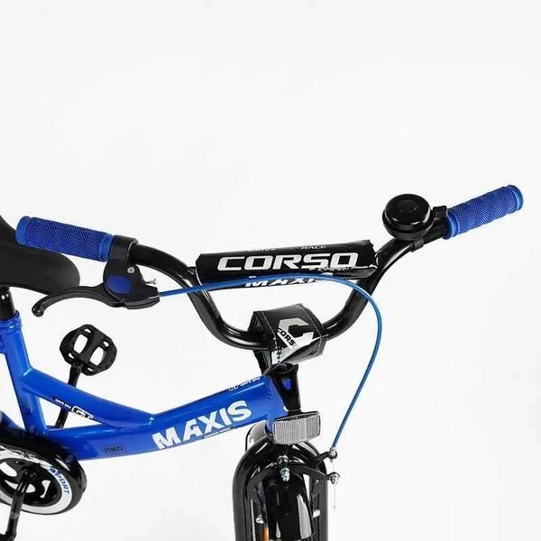 Дитячий велосипед 18" CORSO MAXIS 2-х колісний з додатковими колесами для дітей 5-7 років синій CL-18007 фото