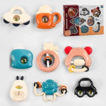 Набір брязкалець Baby Microphone 8 шт з гризунками та звуковими ефектами для розвитку малюків в коробці 606 фото