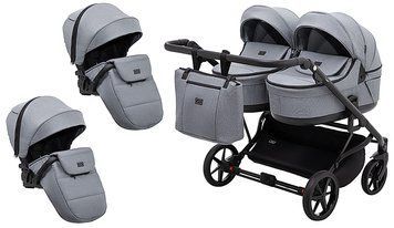 Коляска 2 в 1 для двойни Adamex Leo Duo с двумя люльками и прогулочными блоками для детей от рождения до 3 2424275468 фото