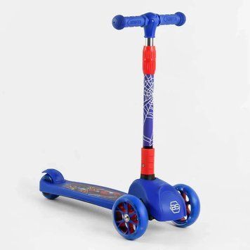 Трехколесный самокат Best Scooter с подсветкой колес, регулируемое рулевое управление, PU колеса 120х35мм, 47359 фото