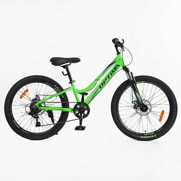 Спортивный велосипед Corso OPTIMA 24" алюминиевая рама 11" дисковые тормоза 7 скоростей подростковый 120-135см TM-24355-1 фото