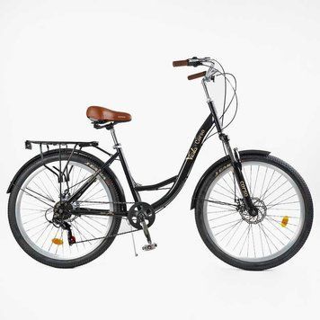 Городской велосипед 26" Corso Viola рама 17" сталь изогнутая дисковые тормоза 21 скорость рост 155-170 см VL-26520 фото