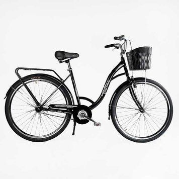 Городской велосипед 28" Corso FORTUNA рама 20" сталь изогнутая с корзиной 1 скорость рост 175-190 см FR-28175 фото